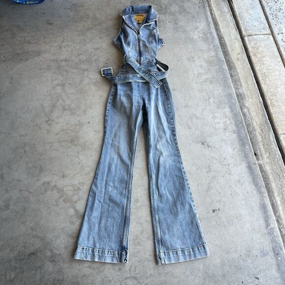 Lee Forever 21 Womens Size Small Blue Denim Jean Overalls Dress Belt - Picture 1 of 3